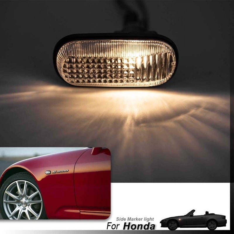 Mingrui test OEM Side Marker Light for 2000-2009 Hon'da S2000 S2K 2Pcs Fender Indicator Lamp Clear Lens With Amber Halogen Light Bulbs - Image 2